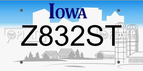Z832ST Iowa License Plate