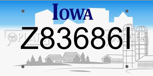 Z83686I Iowa License Plate