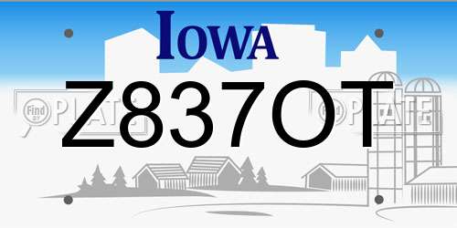 Z837OT Iowa License Plate