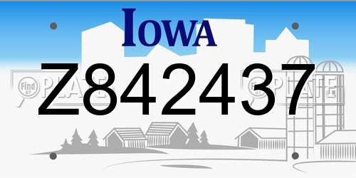 Z842437 Iowa License Plate
