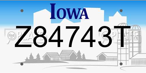Z84743T Iowa License Plate