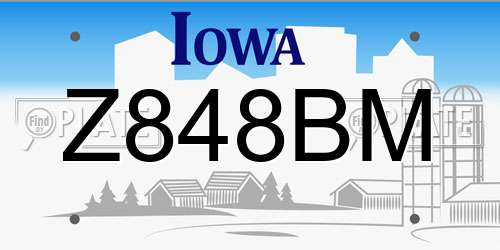 Z848BM Iowa License Plate