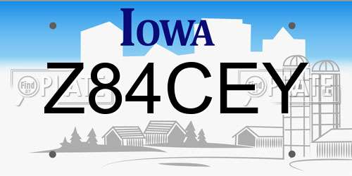 Z84CEY Iowa License Plate