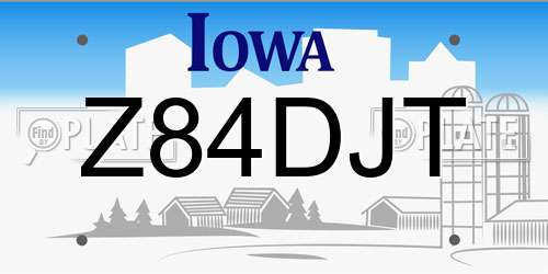 Z84DJT Iowa License Plate
