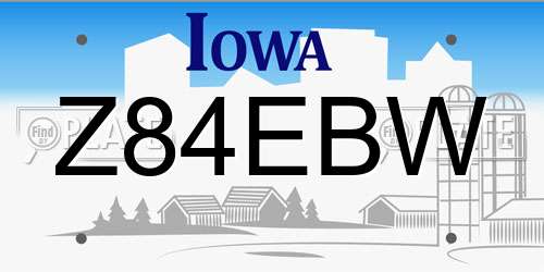 Z84EBW Iowa License Plate