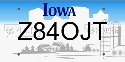 Z84OJT Iowa License Plate