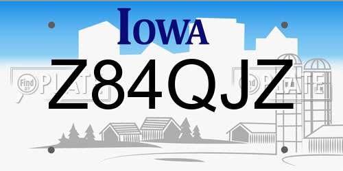 Z84QJZ Iowa License Plate