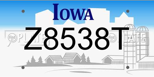 Z8538T Iowa License Plate