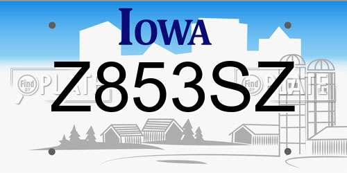 Z853SZ Iowa License Plate