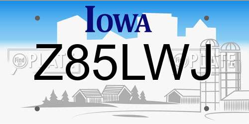 Z85LWJ Iowa License Plate