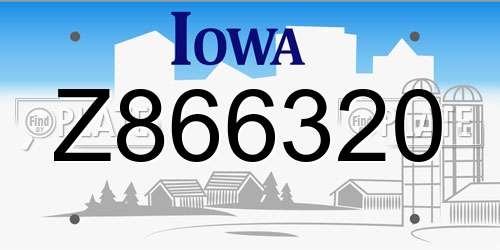 Z866320 Iowa License Plate