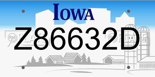 Z86632D Iowa License Plate