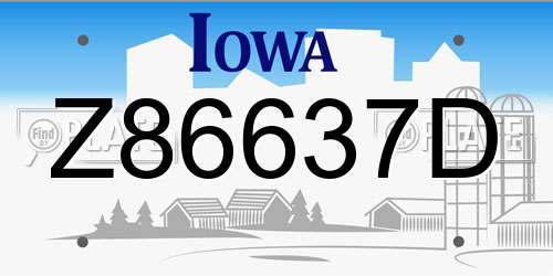 Z86637D Iowa License Plate