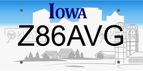 Z86AVG Iowa License Plate