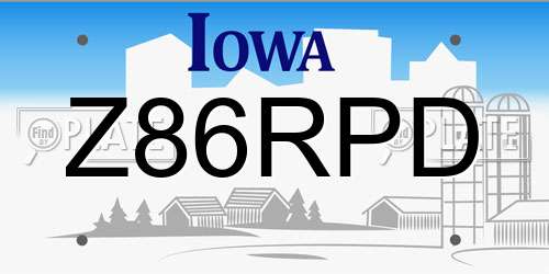 Z86RPD Iowa License Plate