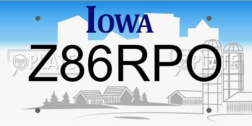 Z86RPO Iowa License Plate