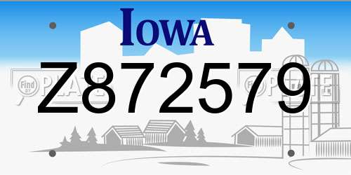Z872579 Iowa License Plate