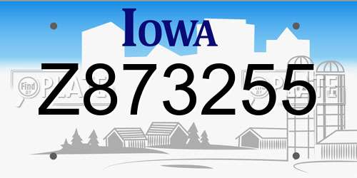 Z873255 Iowa License Plate