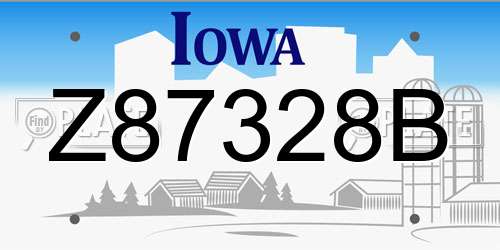Z87328B Iowa License Plate