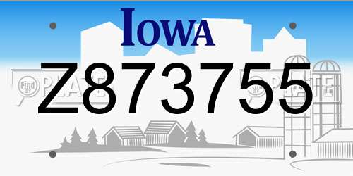 Z873755 Iowa License Plate
