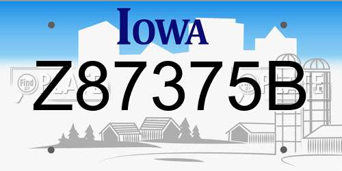 Z87375B Iowa License Plate