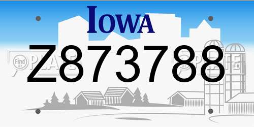 Z873788 Iowa License Plate