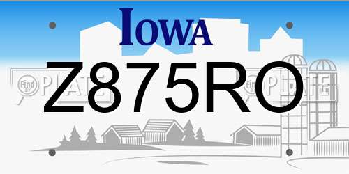 Z875RO Iowa License Plate