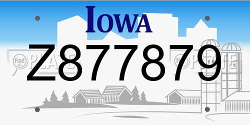 Z877879 Iowa License Plate