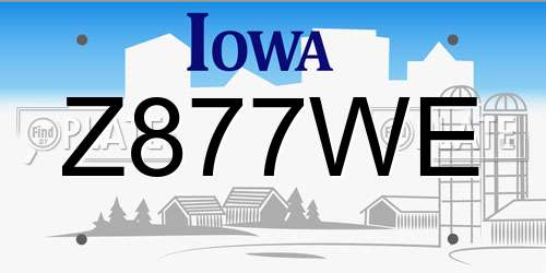 Z877WE Iowa License Plate