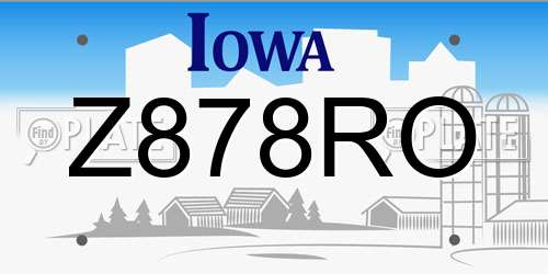 Z878RO Iowa License Plate