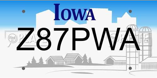 Z87PWA Iowa License Plate