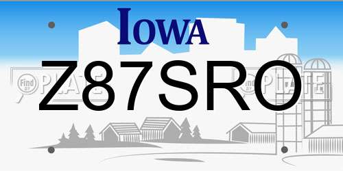 Z87SRO Iowa License Plate