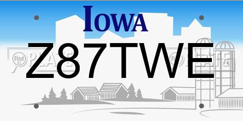 Z87TWE Iowa License Plate