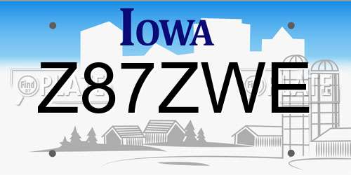 Z87ZWE Iowa License Plate