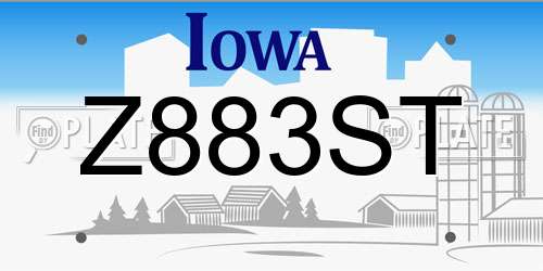 Z883ST Iowa License Plate