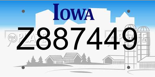 Z887449 Iowa License Plate