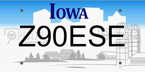 Z90ESE Iowa License Plate