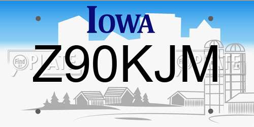 Z90KJM Iowa License Plate