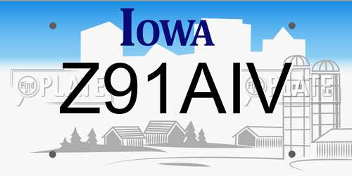 Z91AIV Iowa License Plate