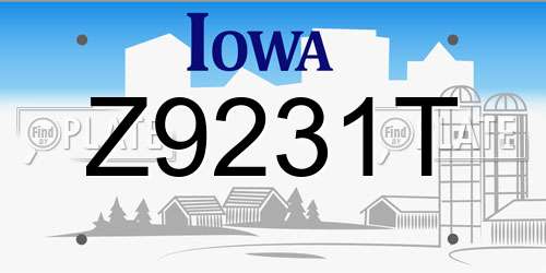 Z9231T Iowa License Plate