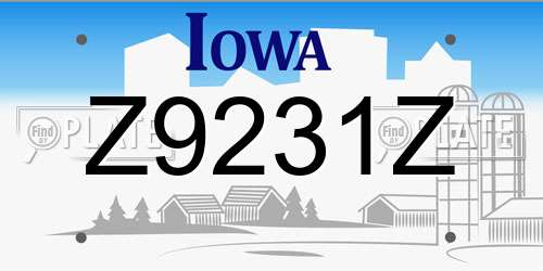 Z9231Z Iowa License Plate