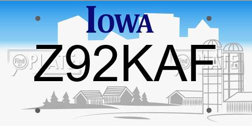 Z92KAF Iowa License Plate