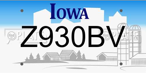 Z930BV Iowa License Plate