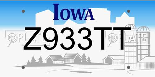 Z933TT Iowa License Plate