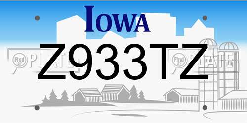 Z933TZ Iowa License Plate