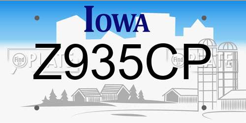 Z935CP Iowa License Plate
