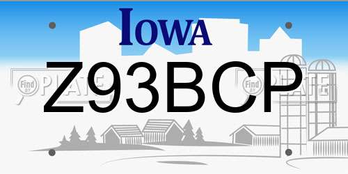 Z93BCP Iowa License Plate