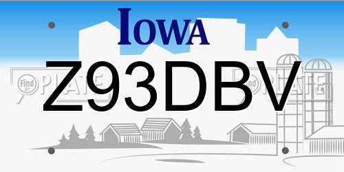 Z93DBV Iowa License Plate
