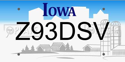 Z93DSV Iowa License Plate