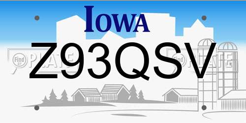 Z93QSV Iowa License Plate
